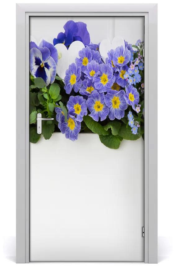 Ajtóposzter lila virágok 95x205 cm