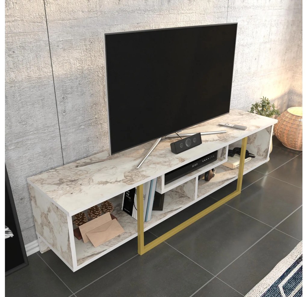 TV asztal/Szekrény Aslana 150 (arany + fehér) . 1101387