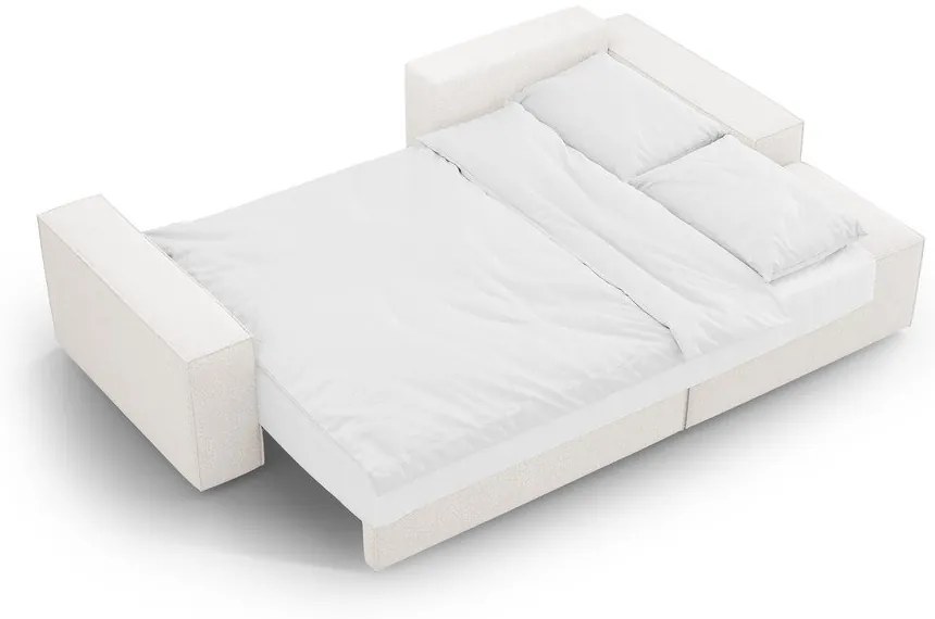 Fehér buklé kinyitható sarokkanapé (jobb oldali) Jodie – Micadoni Home