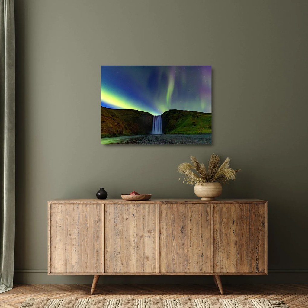 Üveg kép - Aurora Borealis Izlandon (70x50 cm)