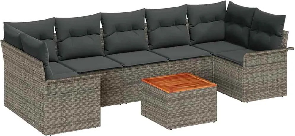 vidaXL Kerti Kanapé Szett tárolóval 8 pcs Szürke polirattan