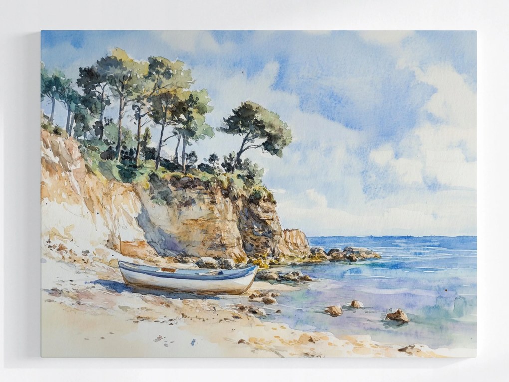 Poszter Tájkép Tenger Part Szikla Tengerpart Csónak 80x60