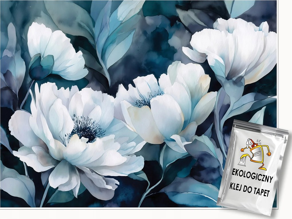 Fotótapéta Virágok Kék Fehér Hálószoba Nappali Tapéta Flizelina 300x210