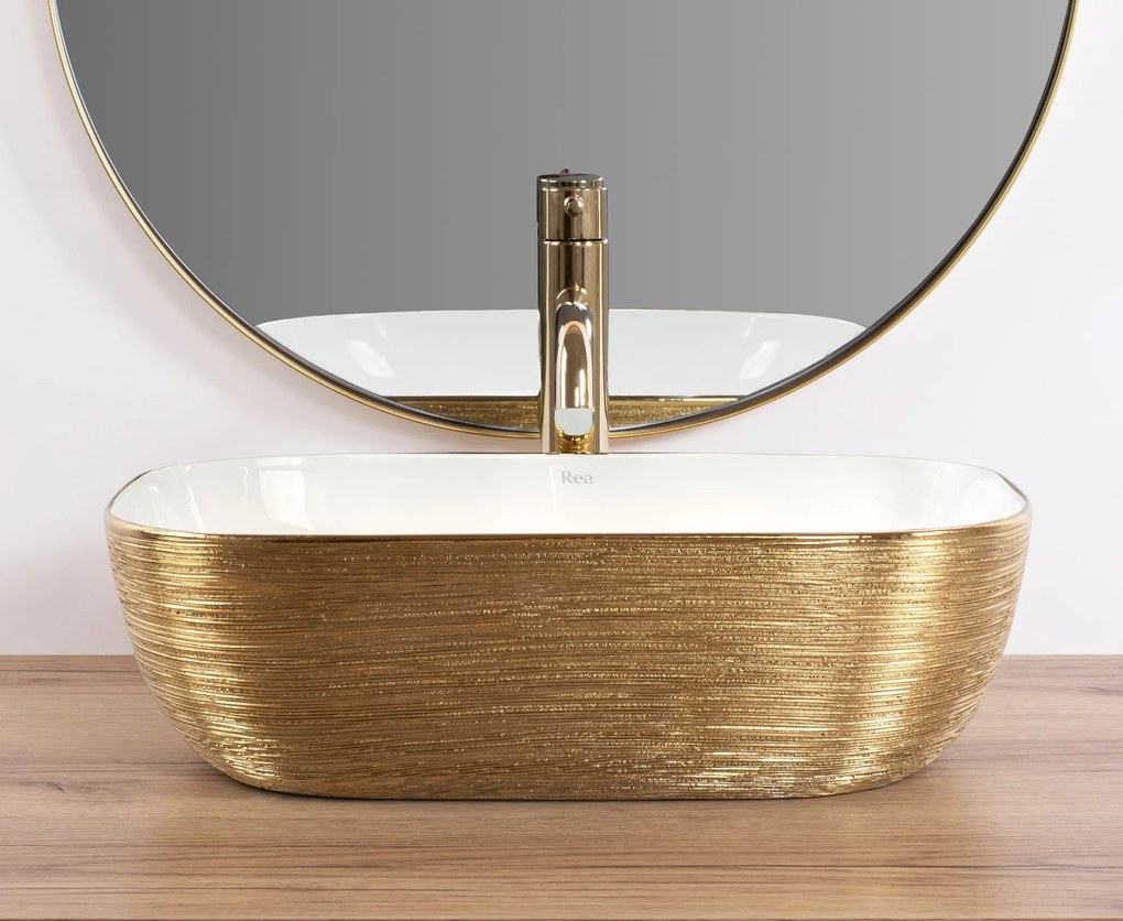 Pultos mosdókagyló Rea Belinda White GOLD BRUSH