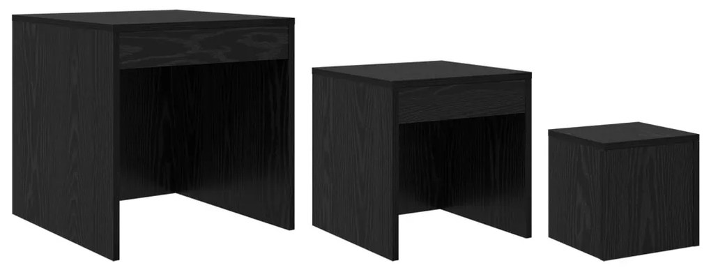 Dohányzóasztalok 3 pcs Musta tammi 45 x 45 x 45 cm Faanyag