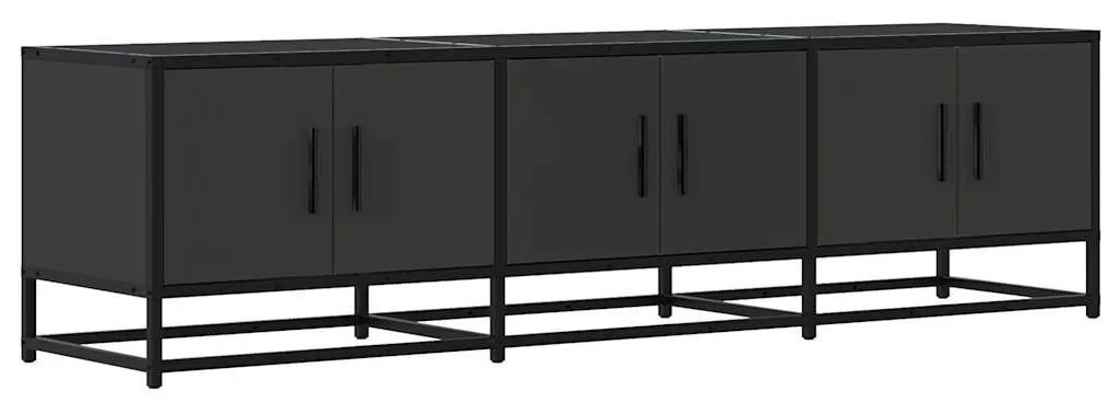 fekete szerelt fa és fém TV-szekrény 150x35x41 cm