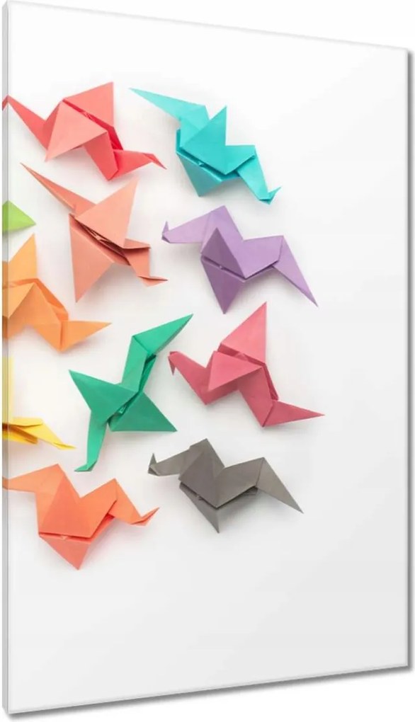 Vászonkép 80x120 Színes origami madarak