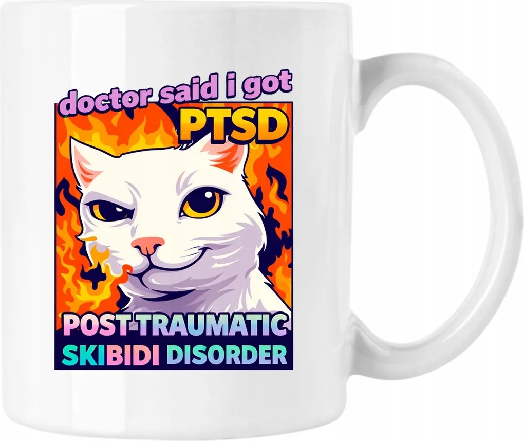 Ptsd bögre Skibidi Disorder Meme Fehér 330ml