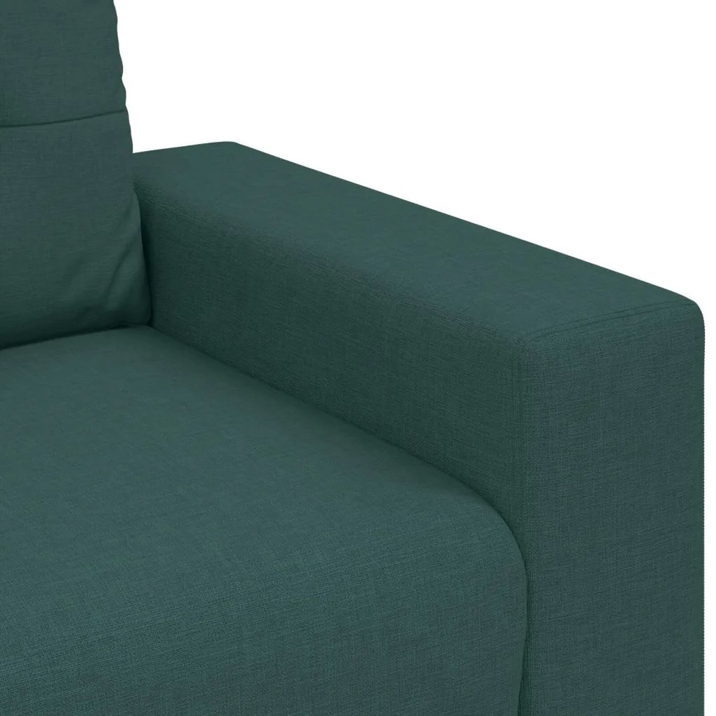 3-Darabos Sofa Szett Párnákkal - Sötét Zöld Szövet