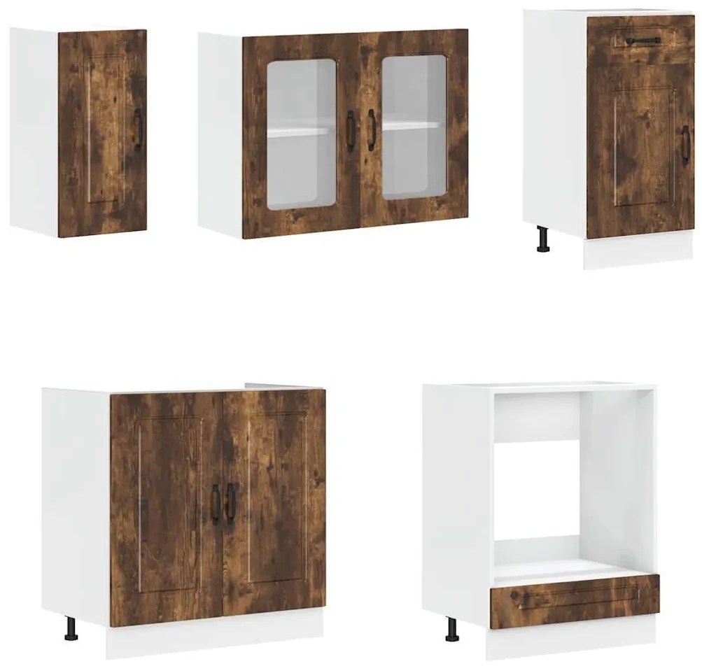 vidaXL 8 részes konyhaszekrény szett Kalmar füstölt tölgy műszaki fa