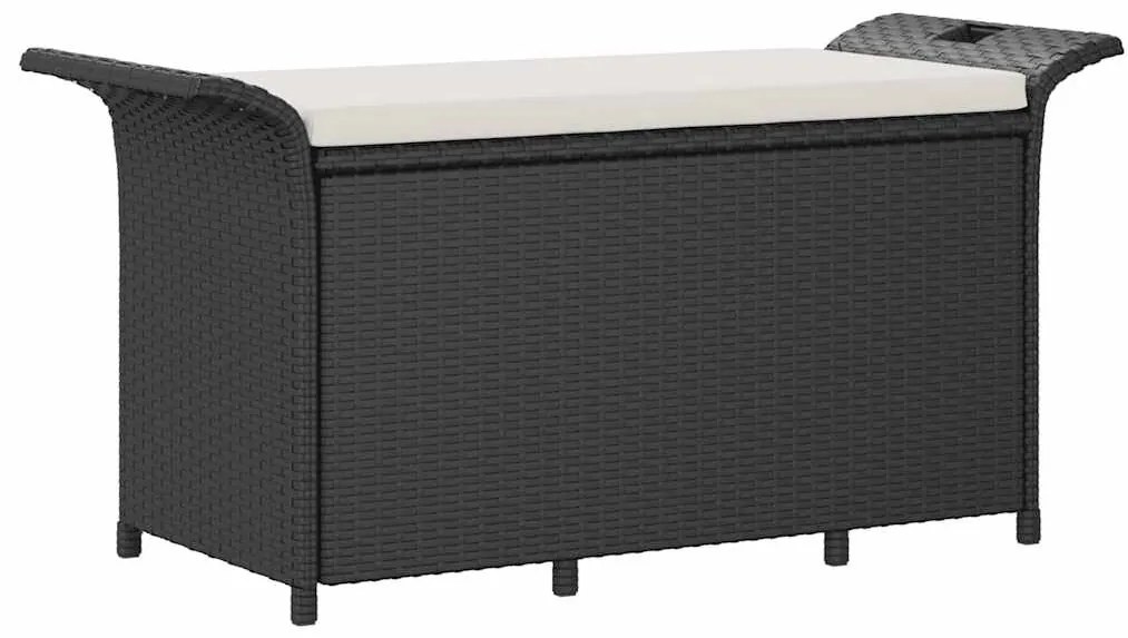 vidaXL fekete polyrattan kerti pad párnával 116 x 46 x 57 cm