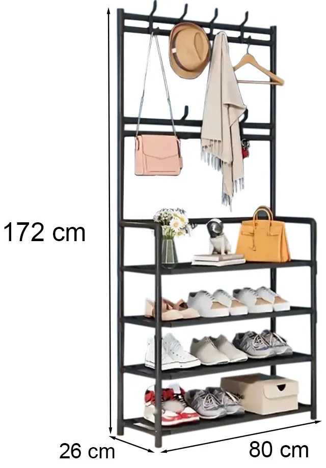 Előszobafal ruhaállvány LRA-02 fekete