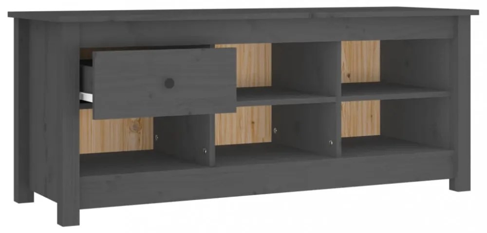 szürke tömör fenyőfa cipősszekrény 110 x 38 x 45,5 cm