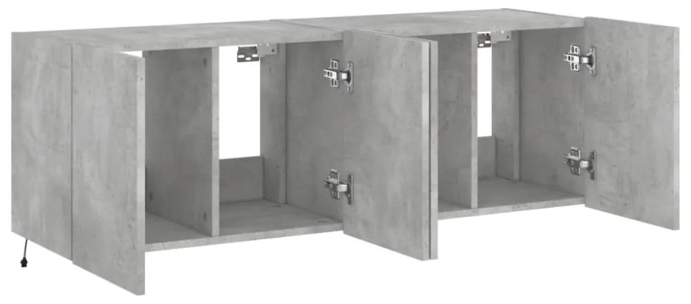 2 db betonszürke fali TV-szekrény LED-del 60x35x41 cm