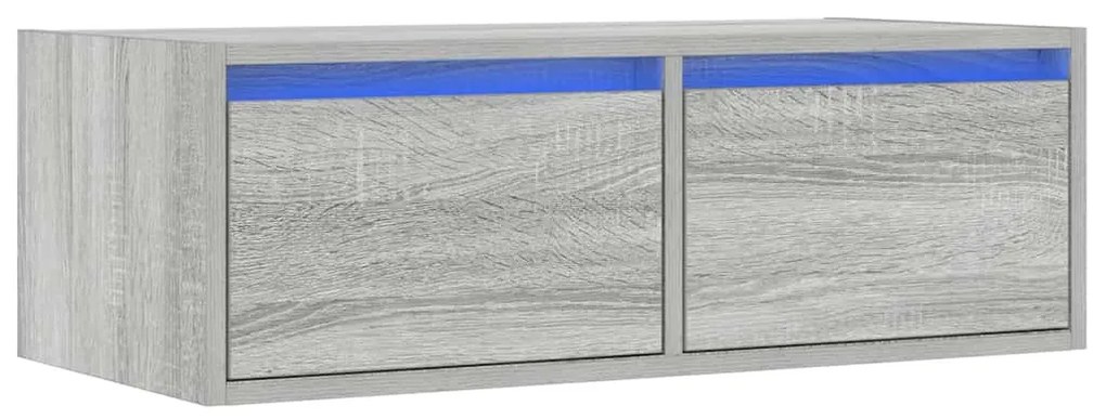 TV-szekrény LED-es világítással szürke sonoma 75x35,5x25 cm