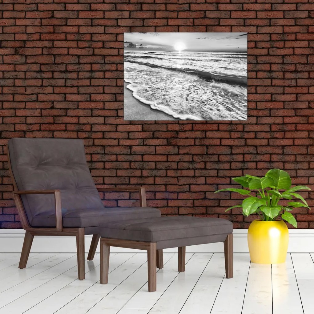 Üveg kép - Naplemente a tengerparton (70x50 cm)