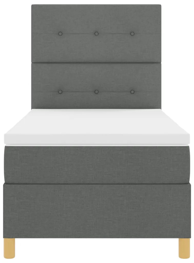 Boxspring ágy matraccal és LED világítással, Sötétszürke, 90x200 cm Szövet