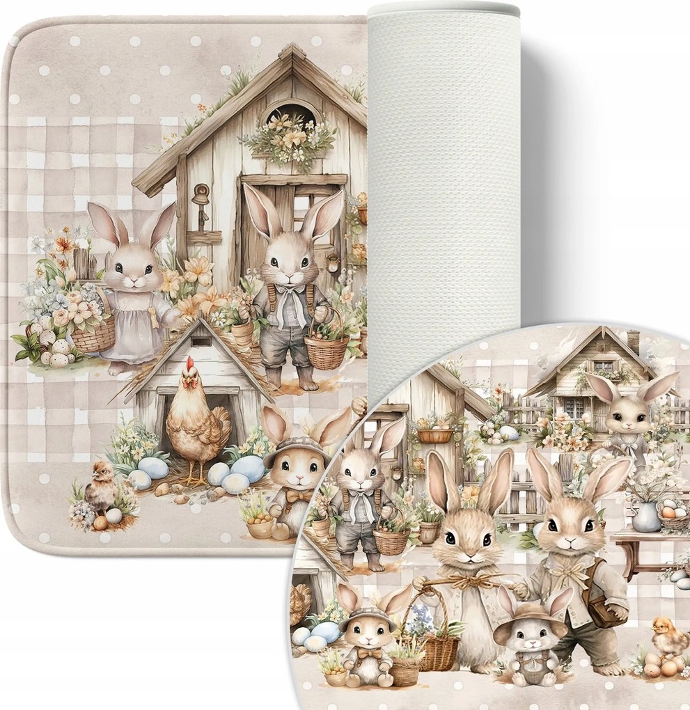 Fürdőszobaszőnyeg 45X75 CM Puha Csúszásgátló Szőnyeg Húsvét Nyúl 0378