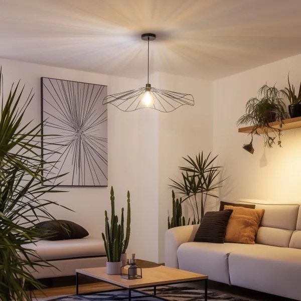 Brilagi - CERIA WIRE LED csillár, drótkábeles függesztéssel, 1xE27/40W/230V, átmérő 80 cm, fekete