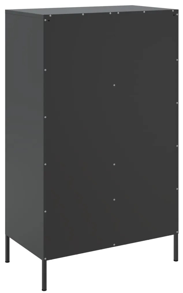 fekete acél magasszekrény 68 x 39 x 113 cm