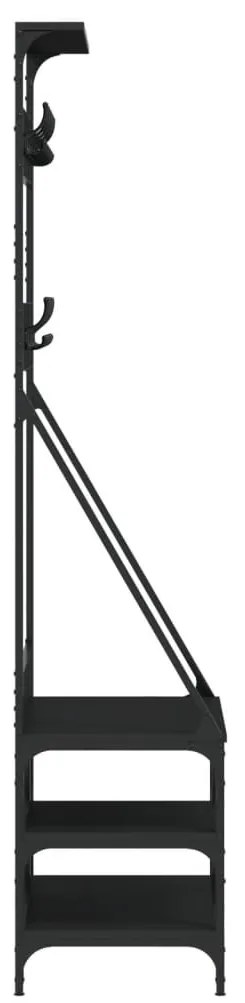 fekete ruhafogas cipőpolccal 80x40x184 cm