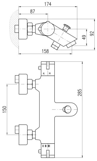 RAV Slezák TRM54.5CMAT - Termosztátos kádcsaptelep TERMO matt fekete