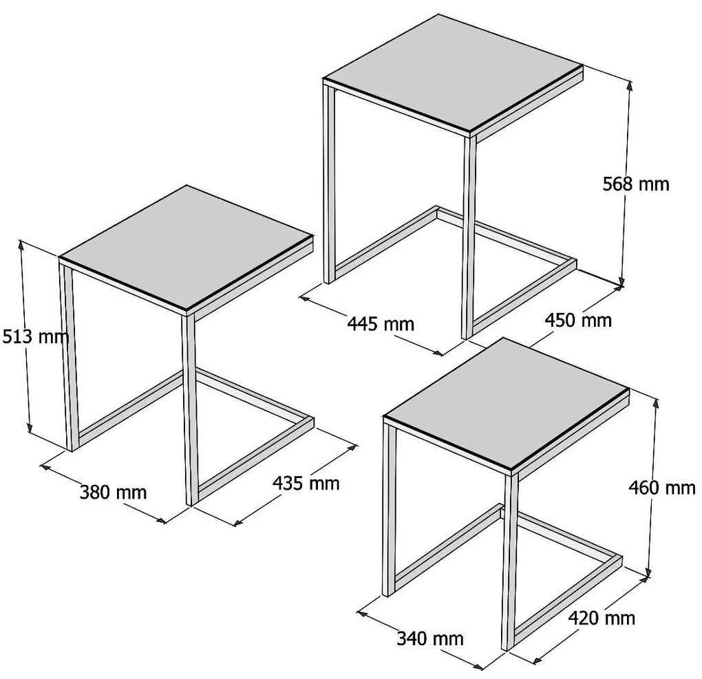 Ege Walnut kisasztal szett, 3 db