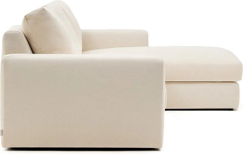 Bézs zsenília sarokkanapé (jobb oldali-heverő résszel) Alea – Kave Home