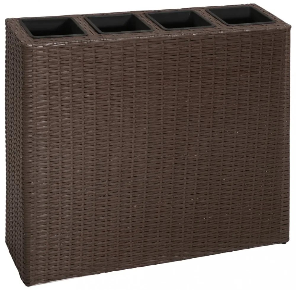 barna polyrattan kerti magaságyás 4 kaspóval