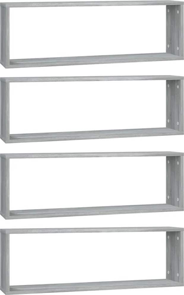 vidaXL 4 db szürke sonoma színű szerelt fa fali kockapolc 80x15x26,5cm