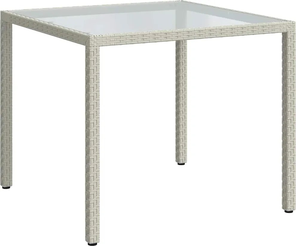 vidaXL fehér polyrattan és edzett üveg kerti asztal 90 x 90 x 75 cm