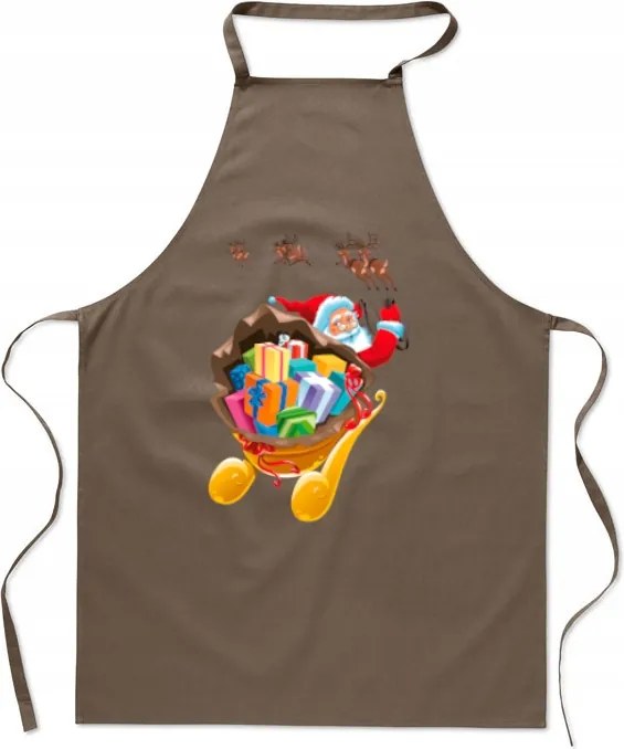 Konyhai kötény nyomtatás Mikulás rénszarvas szán Karácsonyi ajándék