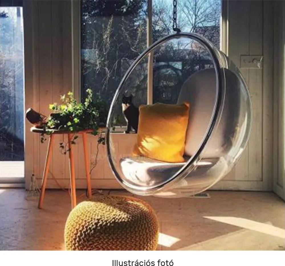 Függő fotel, átlátszó/arany/szürke, BUBBLE NEW TYP 1