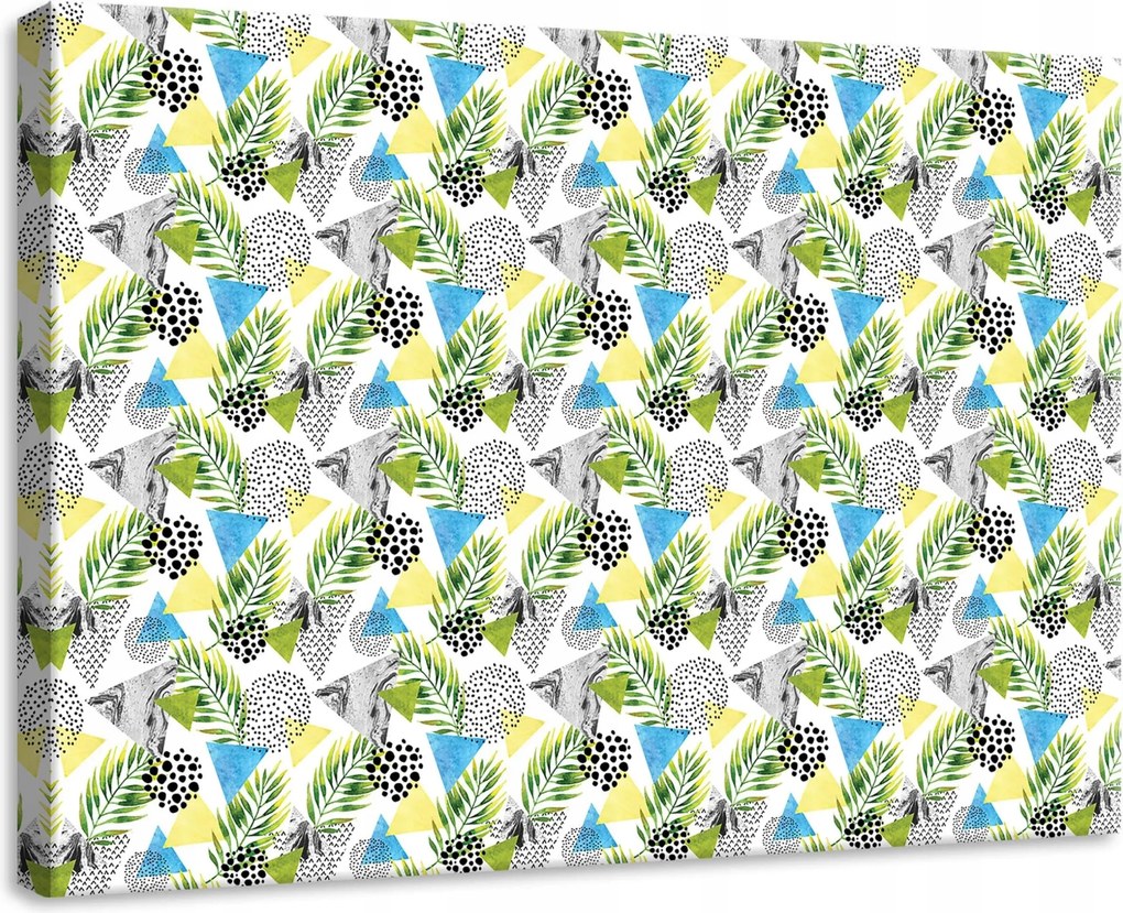 Vászonkép 70x50 Absztrakt geometria trópus levelek elefánt modern dekoratív