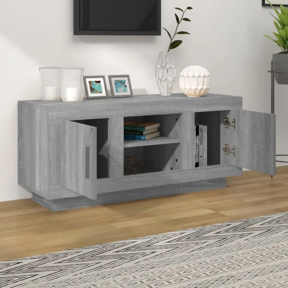 szürke sonoma színű szerelt fa TV-szekrény 102x35x45 cm