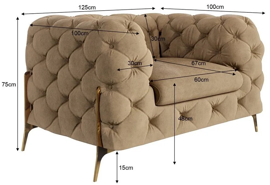 Világosbarna bársony fotel Chelsea Bis – Ropez