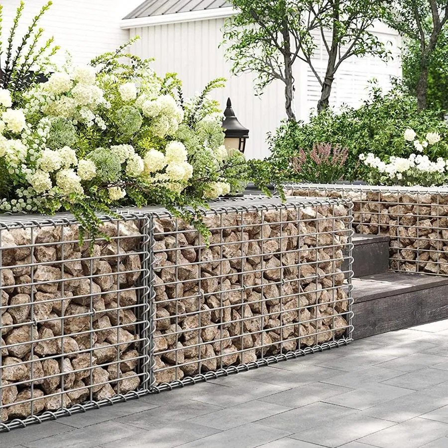 Gabion kosár, horganyzott fém gabion kőkosár, 100×50×30 cm, 5×10 cm-es hálóval