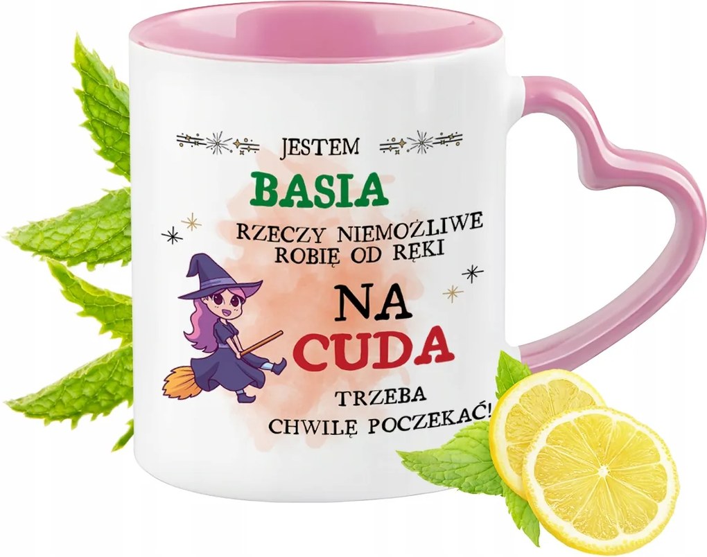 Basi Bögre Rózsaszín Szív Alakú Füllel Kávé Ajándék