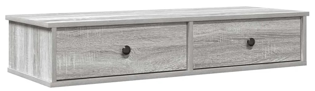 szürke sonoma szerelt fa falipolc fiókokkal 100 x 37,5 x 19 cm