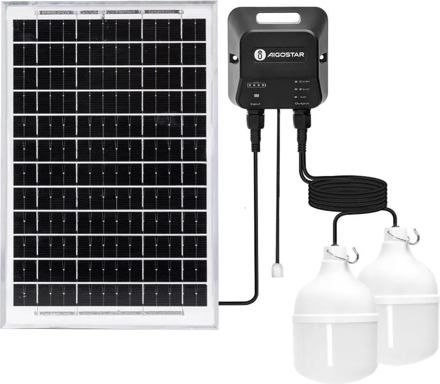 Aigostar - napelemes LED csillár, 2×LED, 35 W, 12 V, 6000 mAh, 6500 K, Ø 10 cm