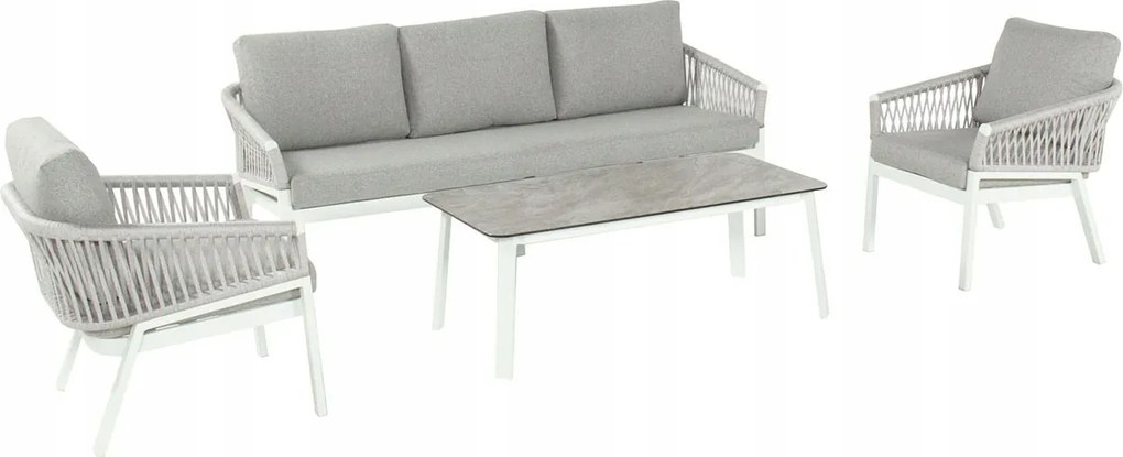 Rosalie kanapégarnitúra, 4 részes, asztallal, szürke, 120 x 60 cm
