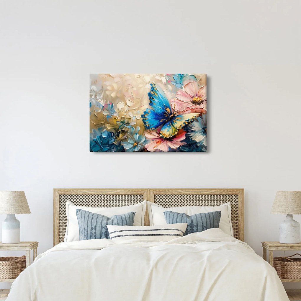 Kép - Virágok és pillangók festése (90x60 cm)
