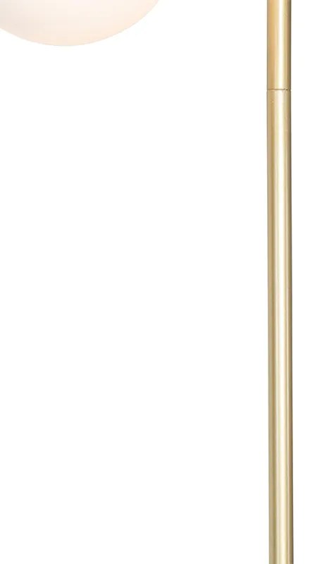 Art Deco állólámpa arany opál üveggel 2-lámpás - Pallon