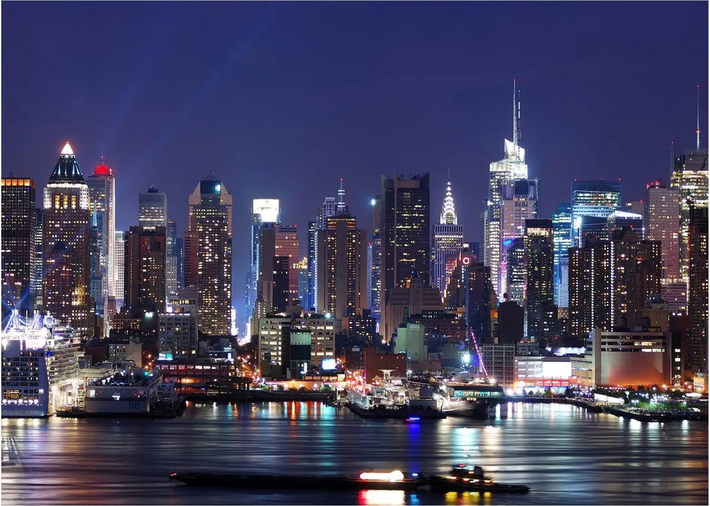 Üveg kép - New York-i felhőkarcolók megvilágítva (70x50 cm)