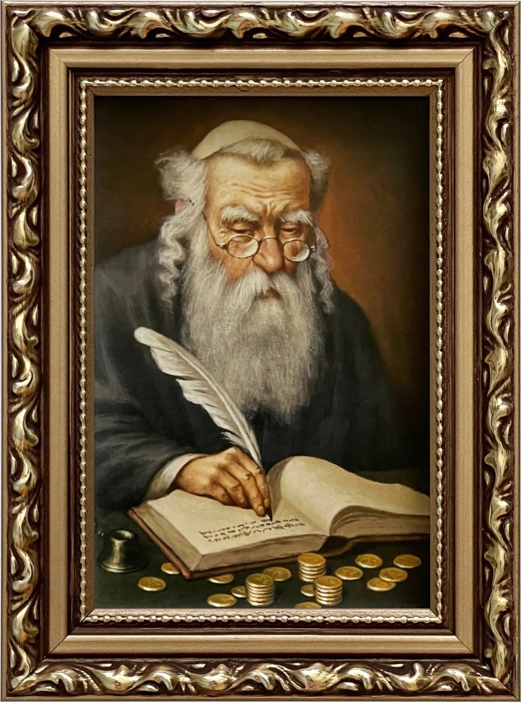 Vászonkép 19x14 Pénzszámláló Zsidó Arany Díszített Ajándék Keret