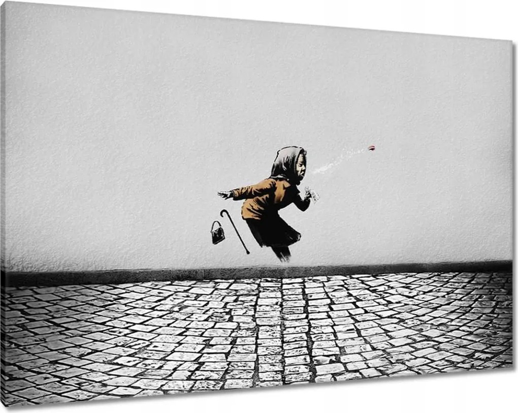 Vászonkép 100x70 Banksy Tüsszentő nagymama