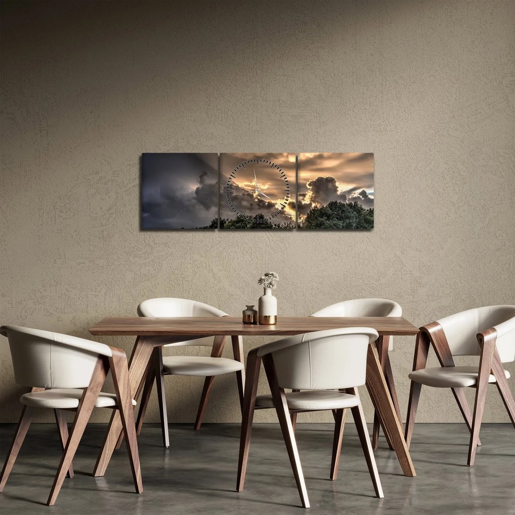 A felhők és az erdő képe (órával) (90x30 cm)
