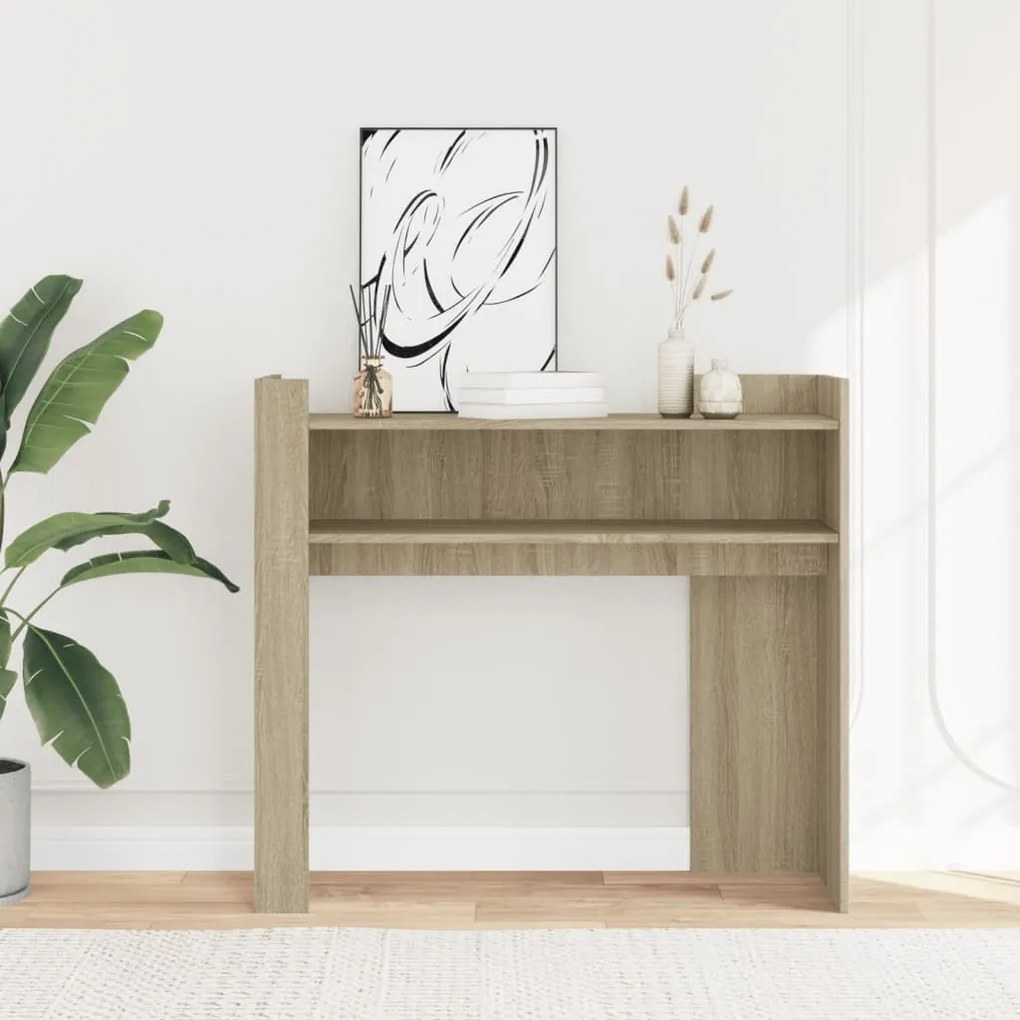 sonoma tölgy színű szerelt fa tálalóasztal 100x35x90 cm