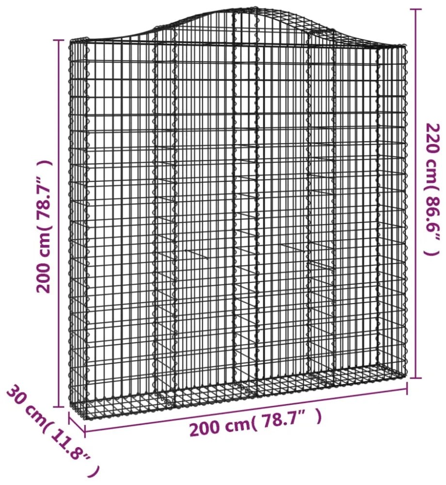 íves horganyzott vas gabion kosár 200x30x200/220 cm