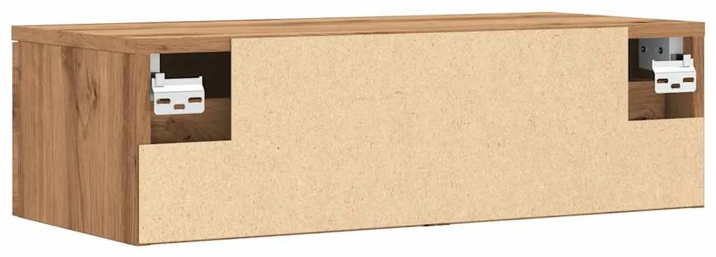 kézműves tölgy színű szerelt fa faliszekrény 60 x 30 x 20 cm